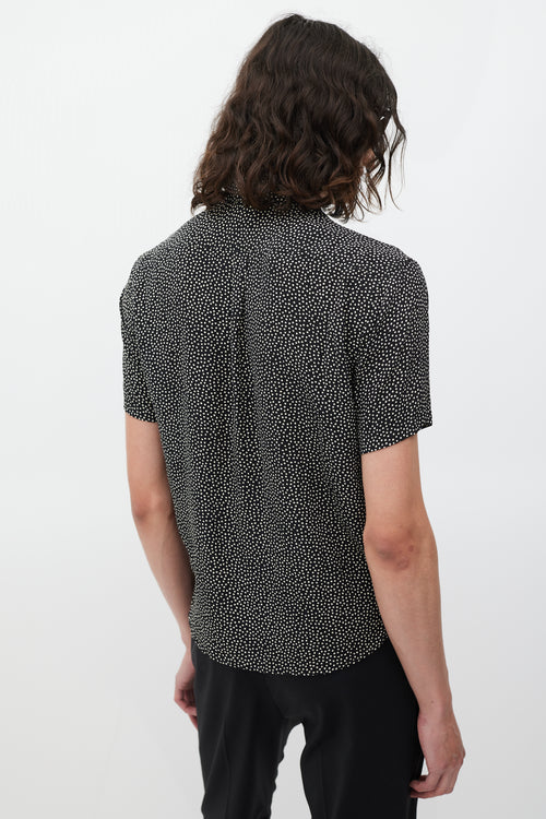 Saint Laurent Black & White Silk Polka Dot Shirt