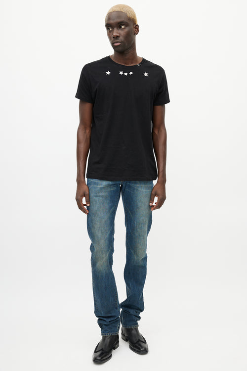 Saint Laurent Black & White Star Logo T-Shirt