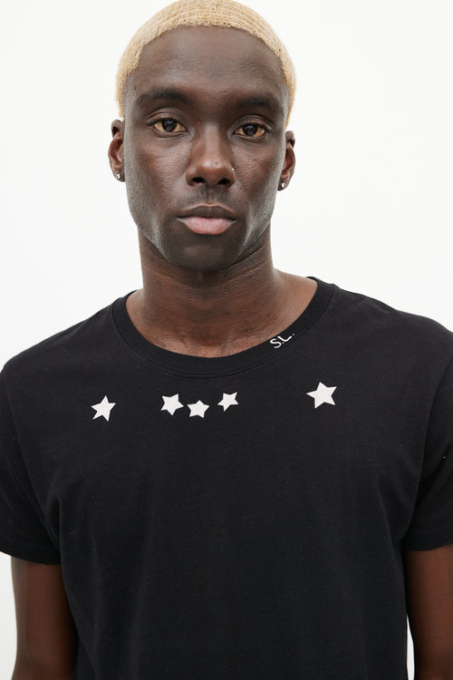 Saint Laurent Black & White Star Logo T-Shirt
