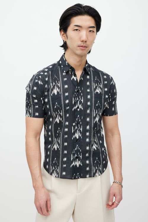 Saint Laurent Black & White Striped Shirt