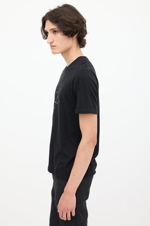 Saint Laurent Black & Silver Star Logo Printed T-Shirt