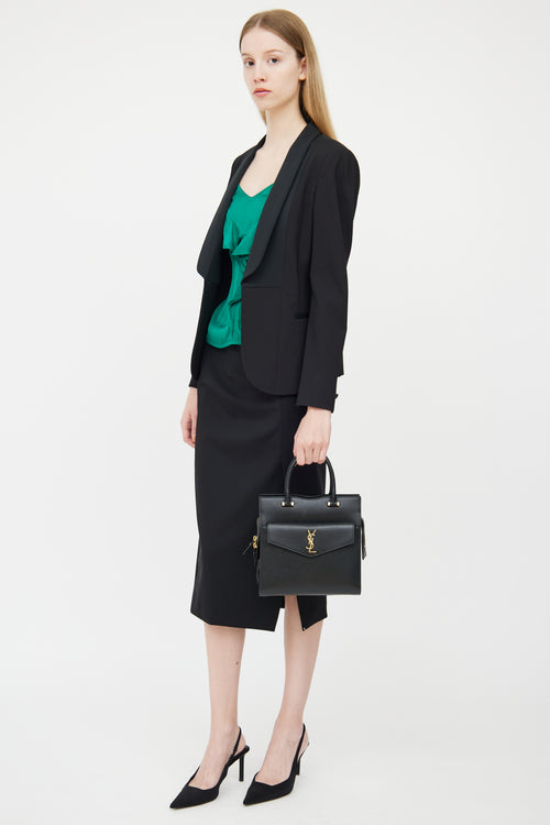 Saint Laurent Black Grained Uptown Tote