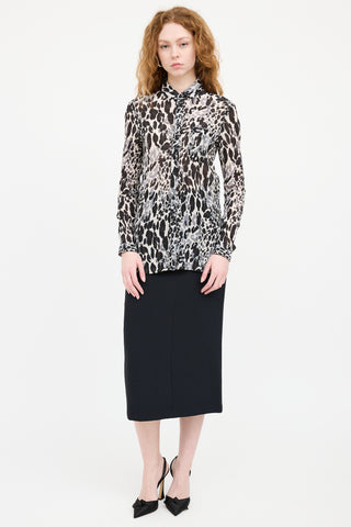 Saint Laurent White & Black Patterned Shirt