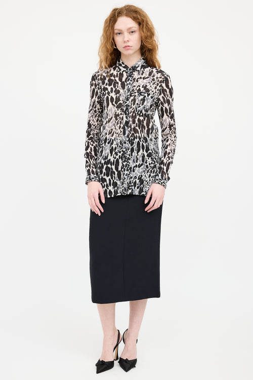 Saint Laurent White & Black Patterned Shirt