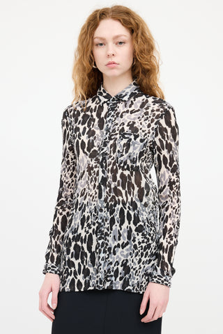 Saint Laurent White & Black Patterned Shirt