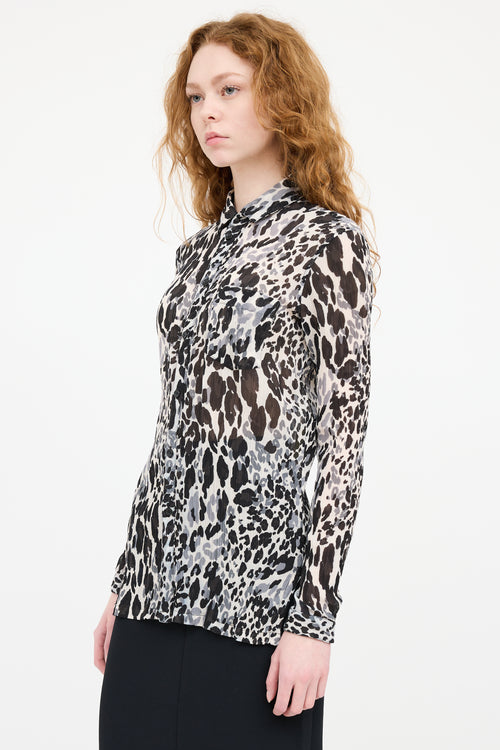 Saint Laurent White & Black Patterned Shirt