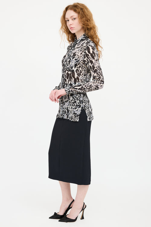 Saint Laurent White & Black Patterned Shirt