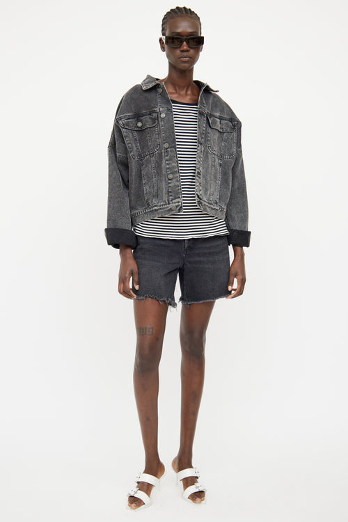 Saint Laurent Black & White Stripe Short Sleeve T-shirt