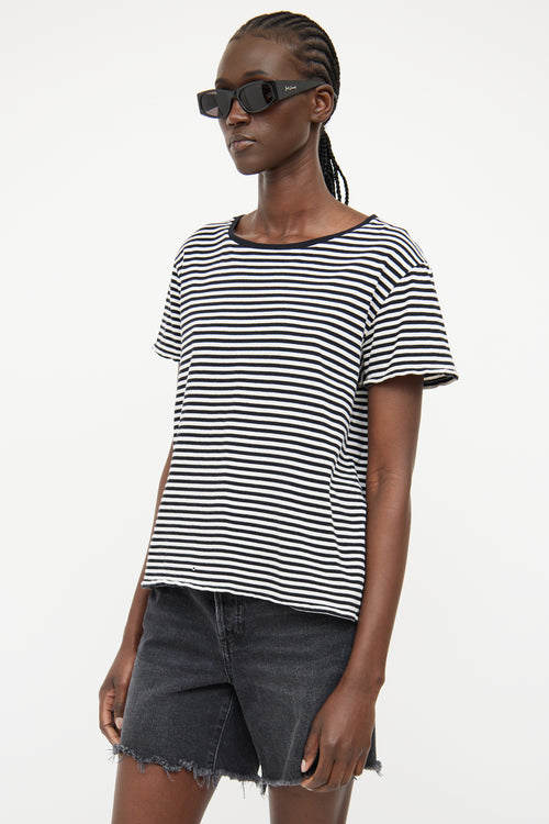 Saint Laurent Black & White Stripe Short Sleeve T-shirt