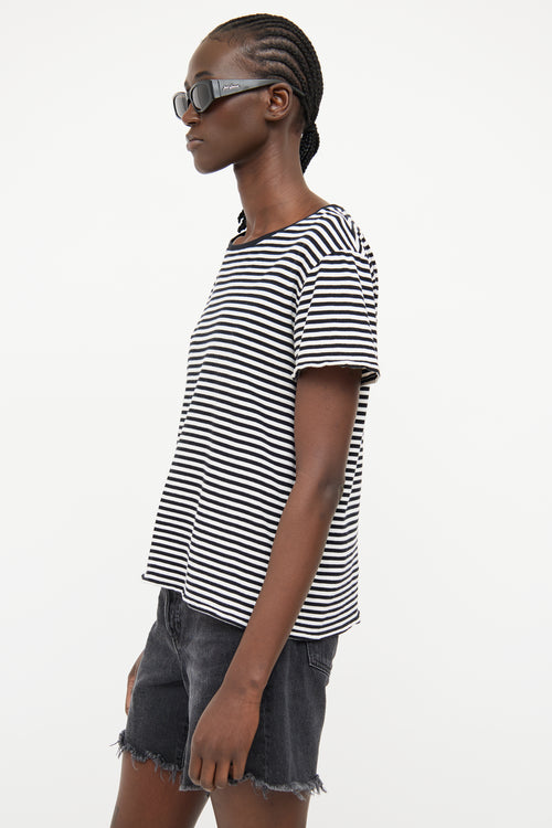 Saint Laurent Black & White Stripe Short Sleeve T-shirt