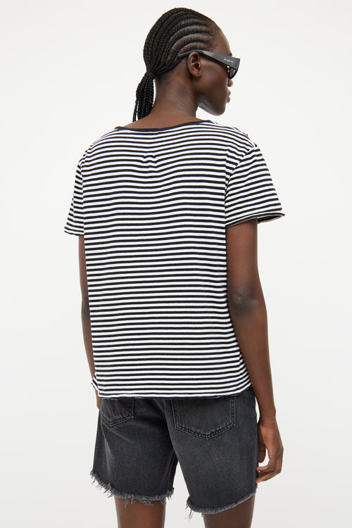 Saint Laurent Black & White Stripe Short Sleeve T-shirt