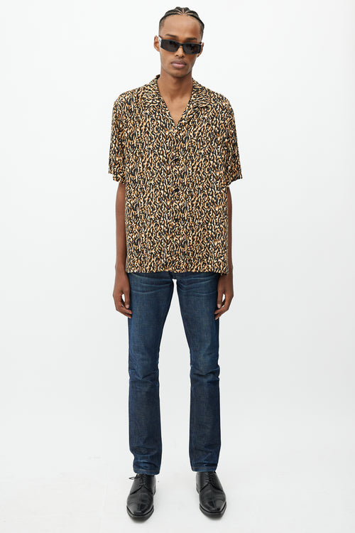 Saint Laurent Brown & Black Print Shirt