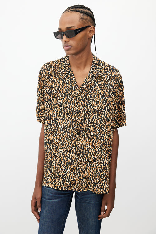 Saint Laurent Brown & Black Print Shirt