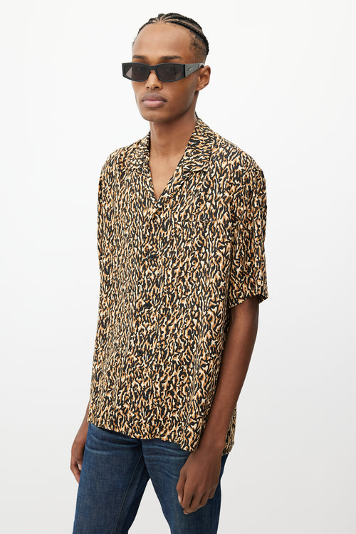Saint Laurent Brown & Black Print Shirt