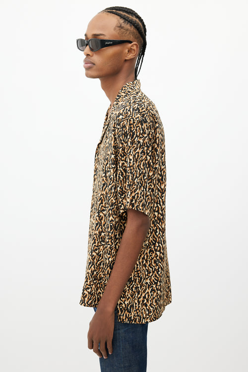 Saint Laurent Brown & Black Print Shirt