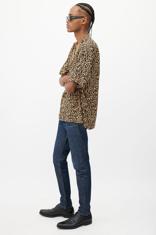 Saint Laurent Brown & Black Print Shirt
