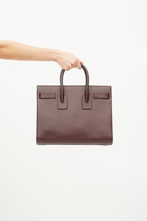 Saint Laurent Burgundy Sac De Jour Leather Bag