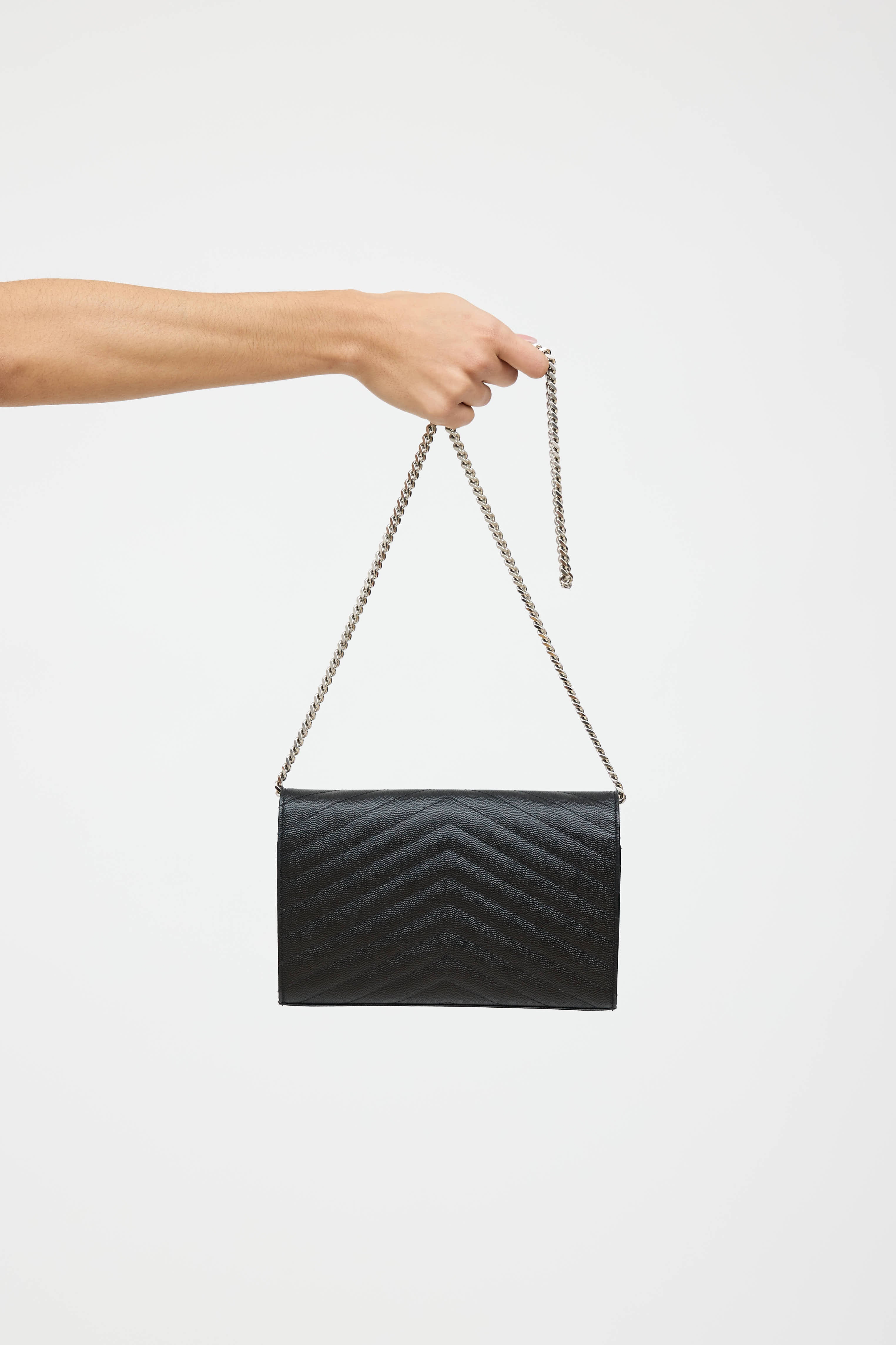 Saint Laurent Cassandre Chevron Wallet On Chain