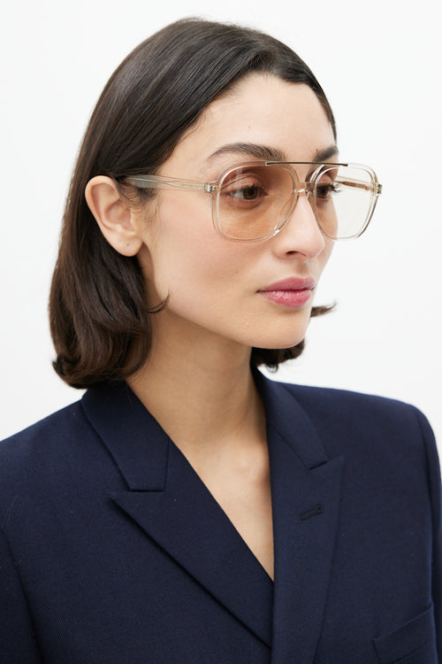 Saint Laurent Clear & Gold SL545 Aviator Sunglasses