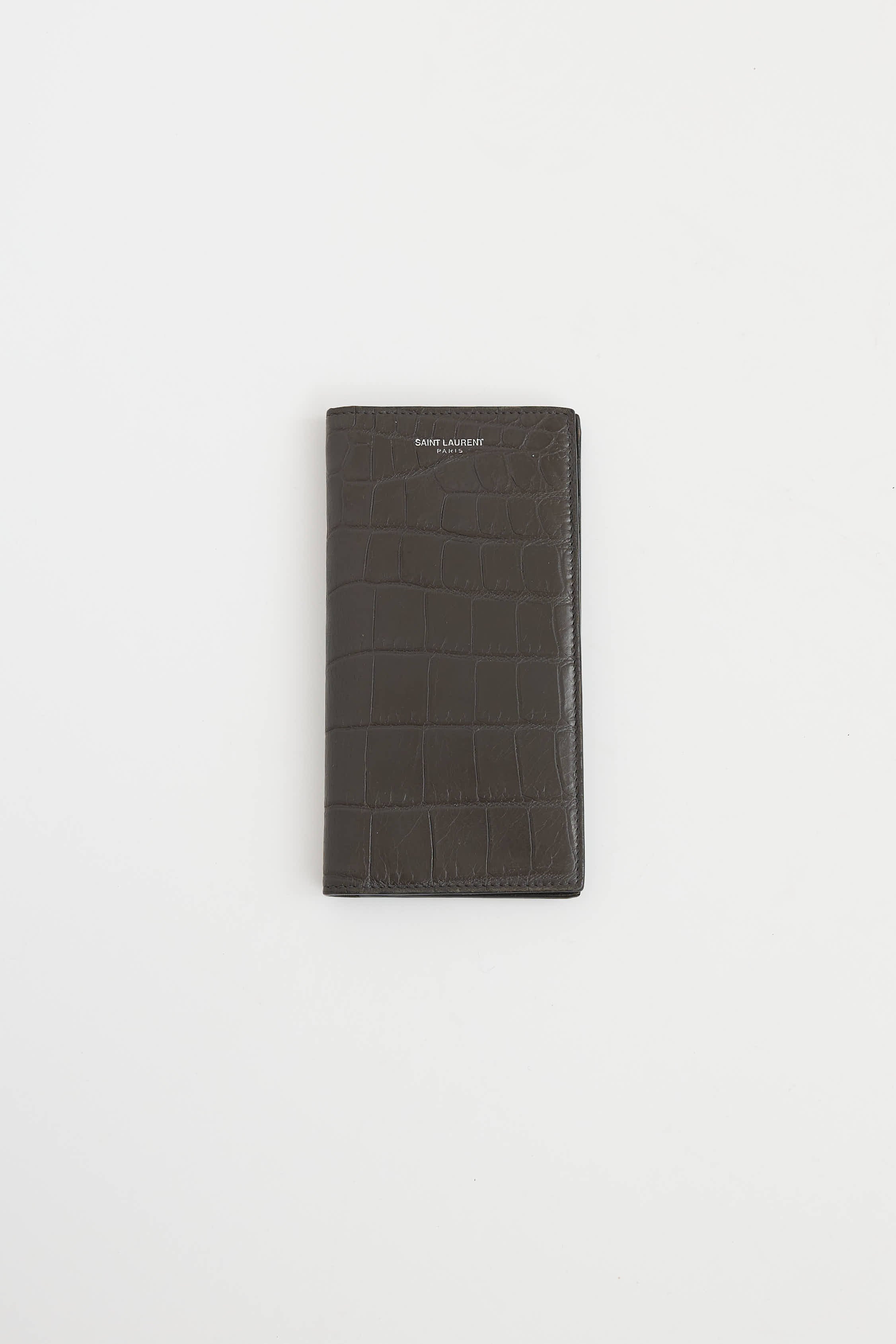 Saint Laurent Embossed Long Leather Bifold Wallet