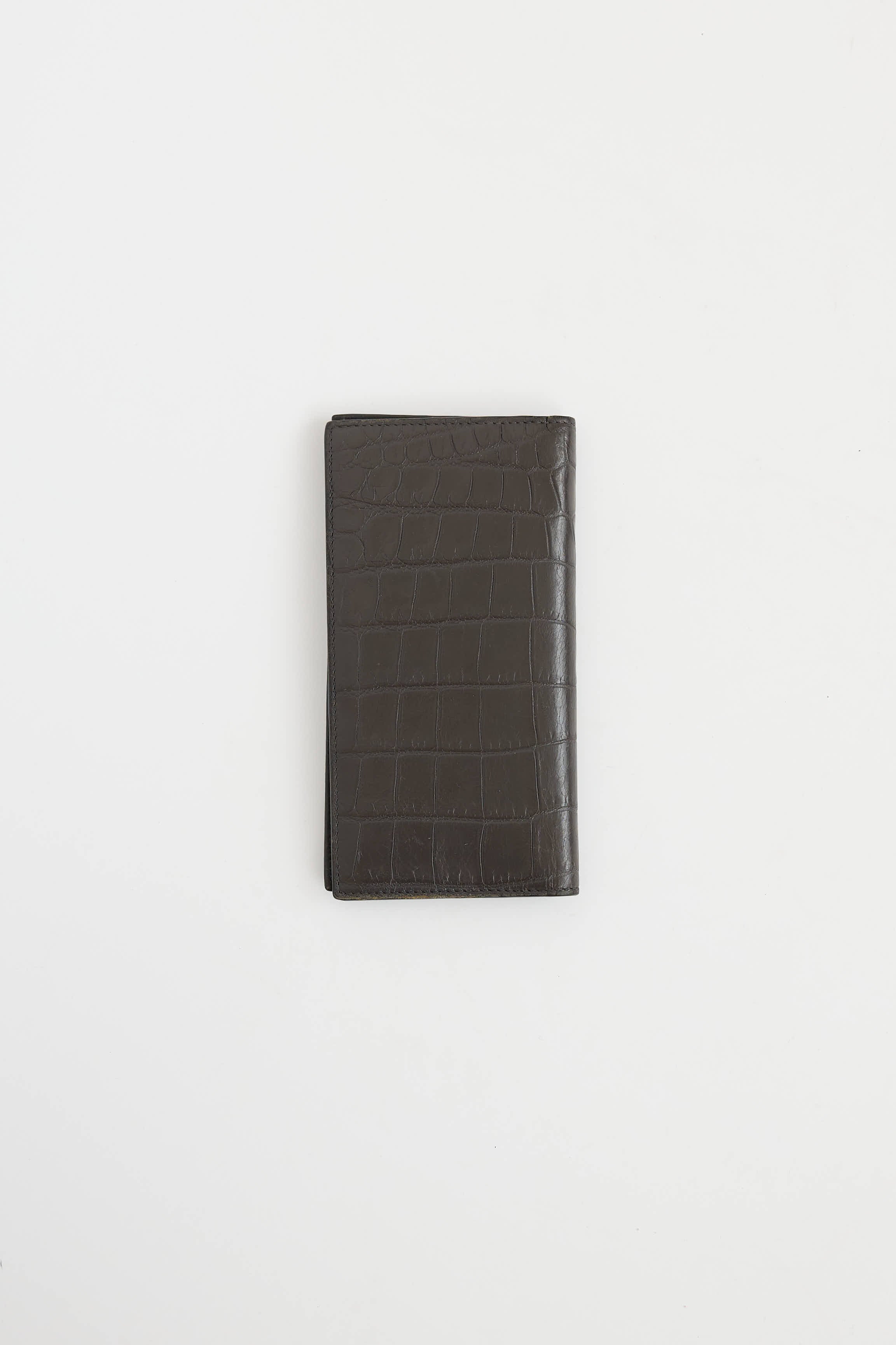 Saint Laurent Embossed Long Leather Bifold Wallet