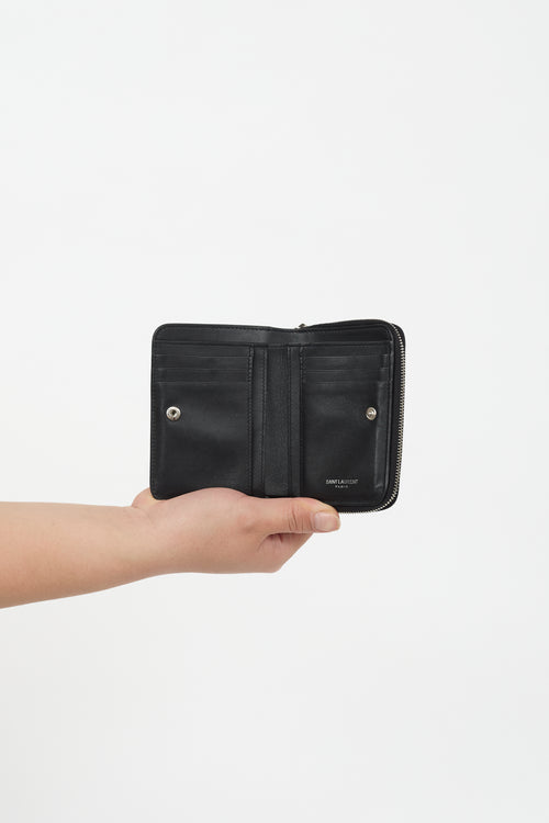 Saint Laurent Embossed Leather Cassandre Wallet