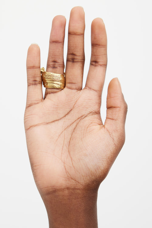 Saint Laurent Gold & Pink Enamel Arty Ring