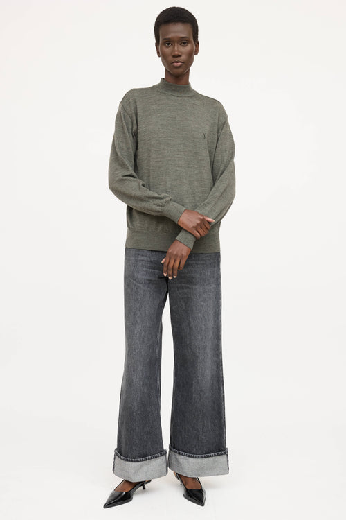 Saint Laurent Embrodiered Mockneck Top