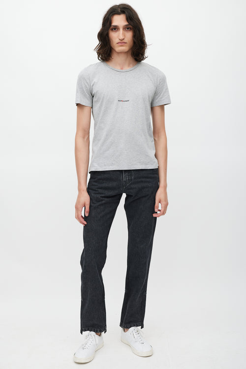 Saint Laurent Grey & Black Logo T-Shirt