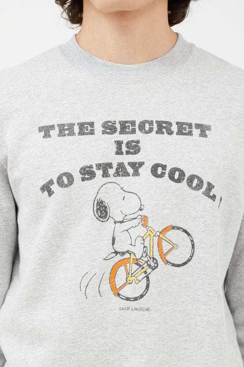Saint Laurent Grey & Multicolour Snoopy Sweatshirt