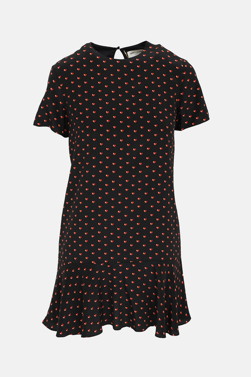 Saint Laurent 2017 Silk Heart Print Dress