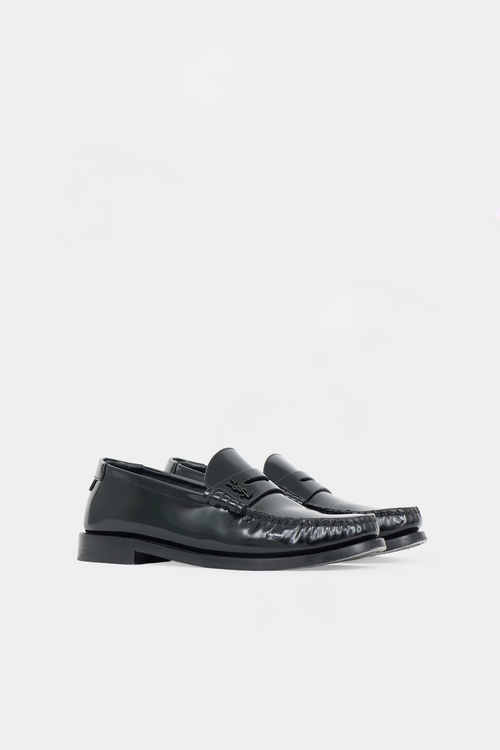 Saint Laurent Leather Logo Penny Loafer