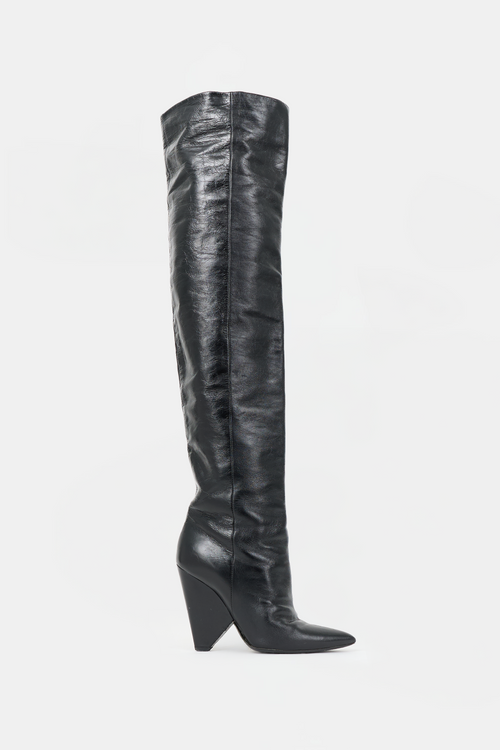 Saint Laurent Leather Niki Thigh Boot