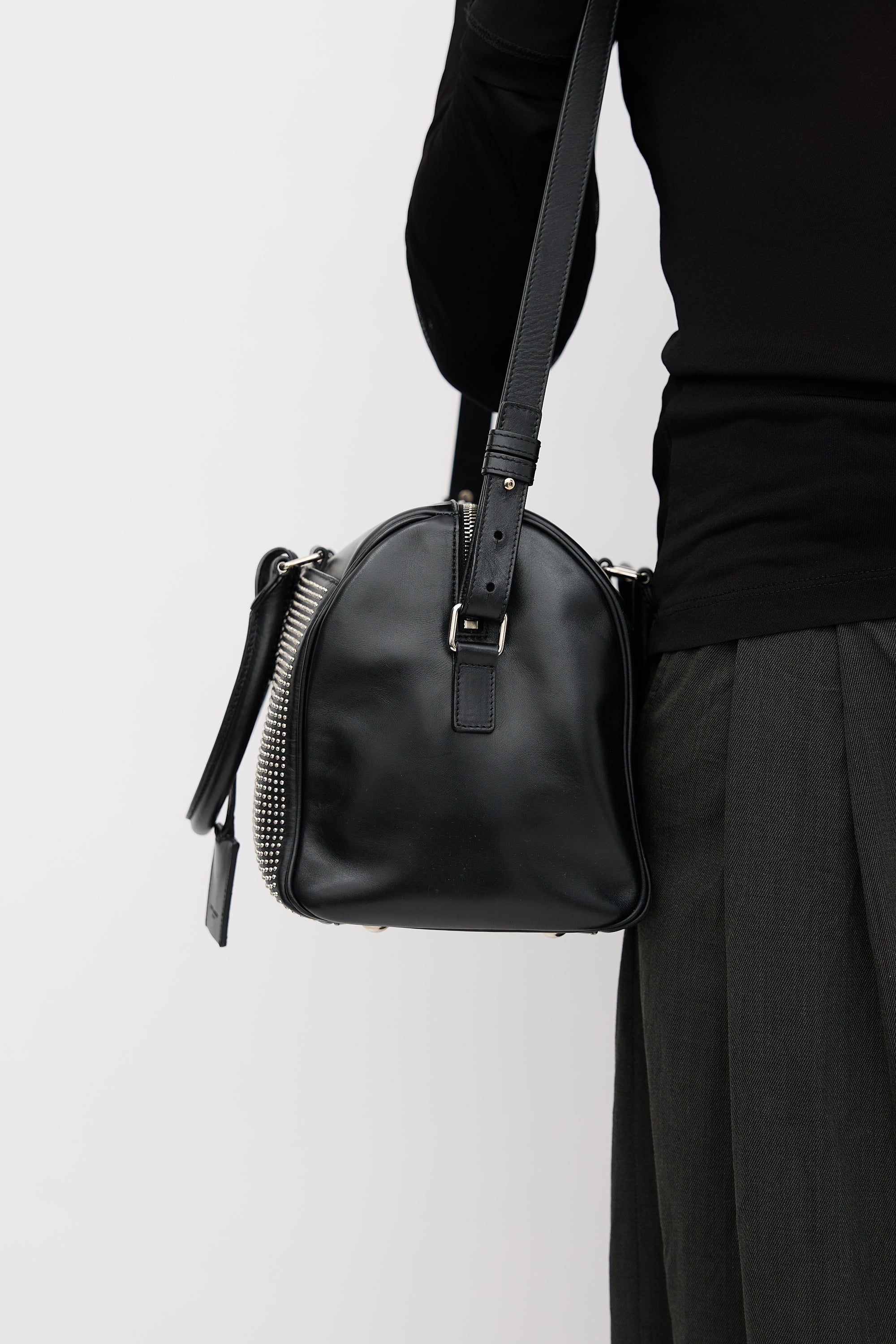 Saint Laurent Leather Studded Classic Duffle 6 Bag