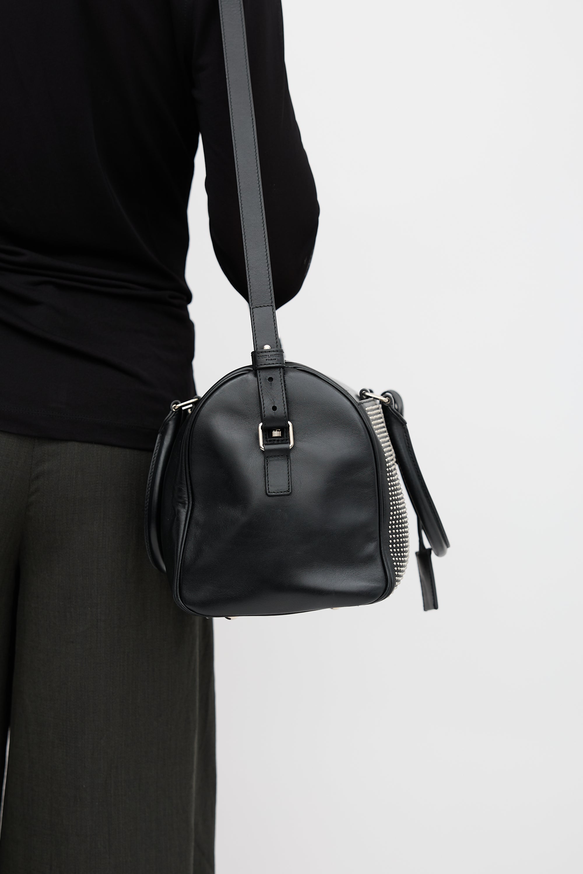 Saint Laurent Leather Studded Classic Duffle 6 Bag