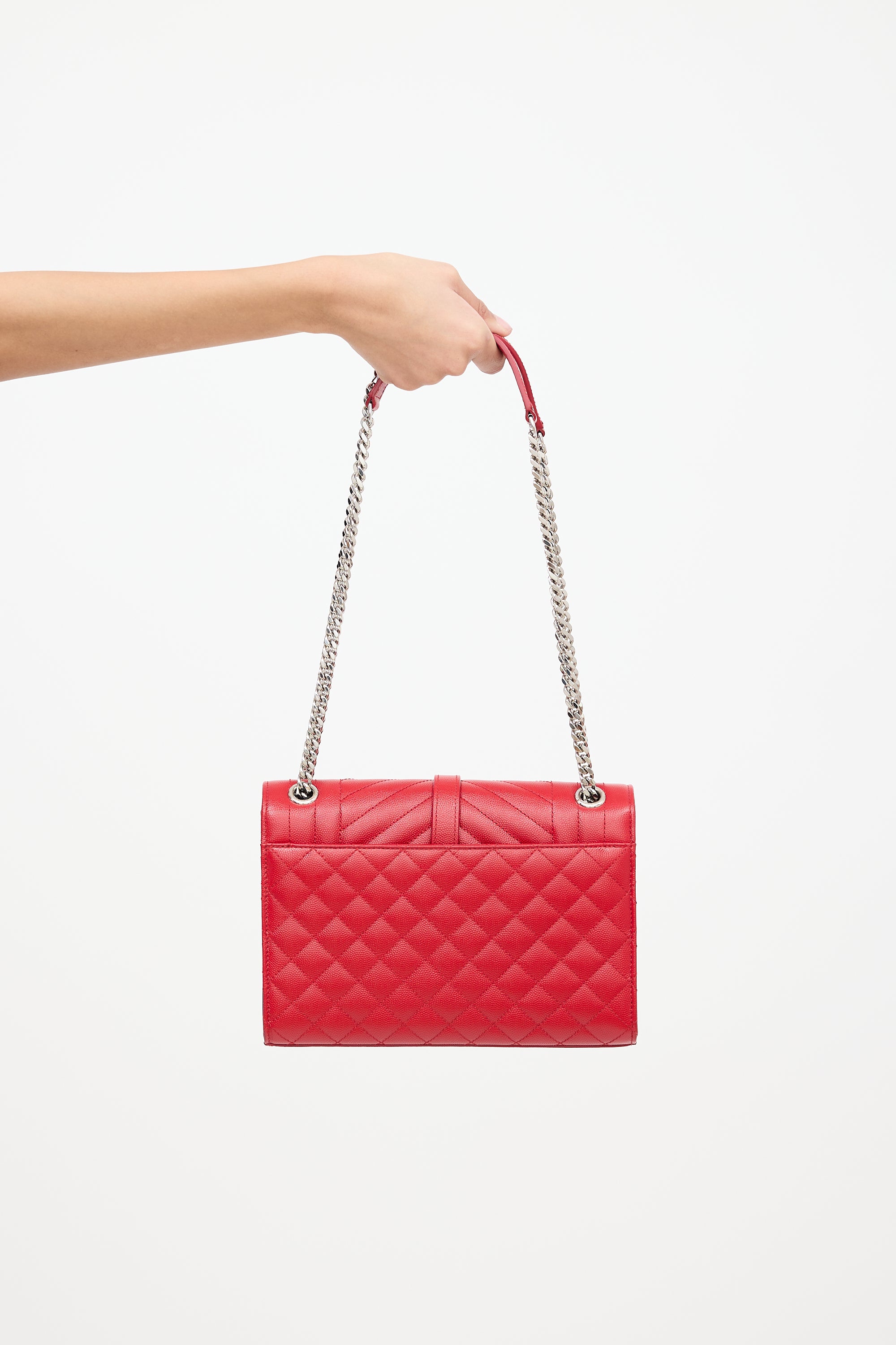 Saint Laurent Leather Triquilt Medium Envelope Shoulder Bag