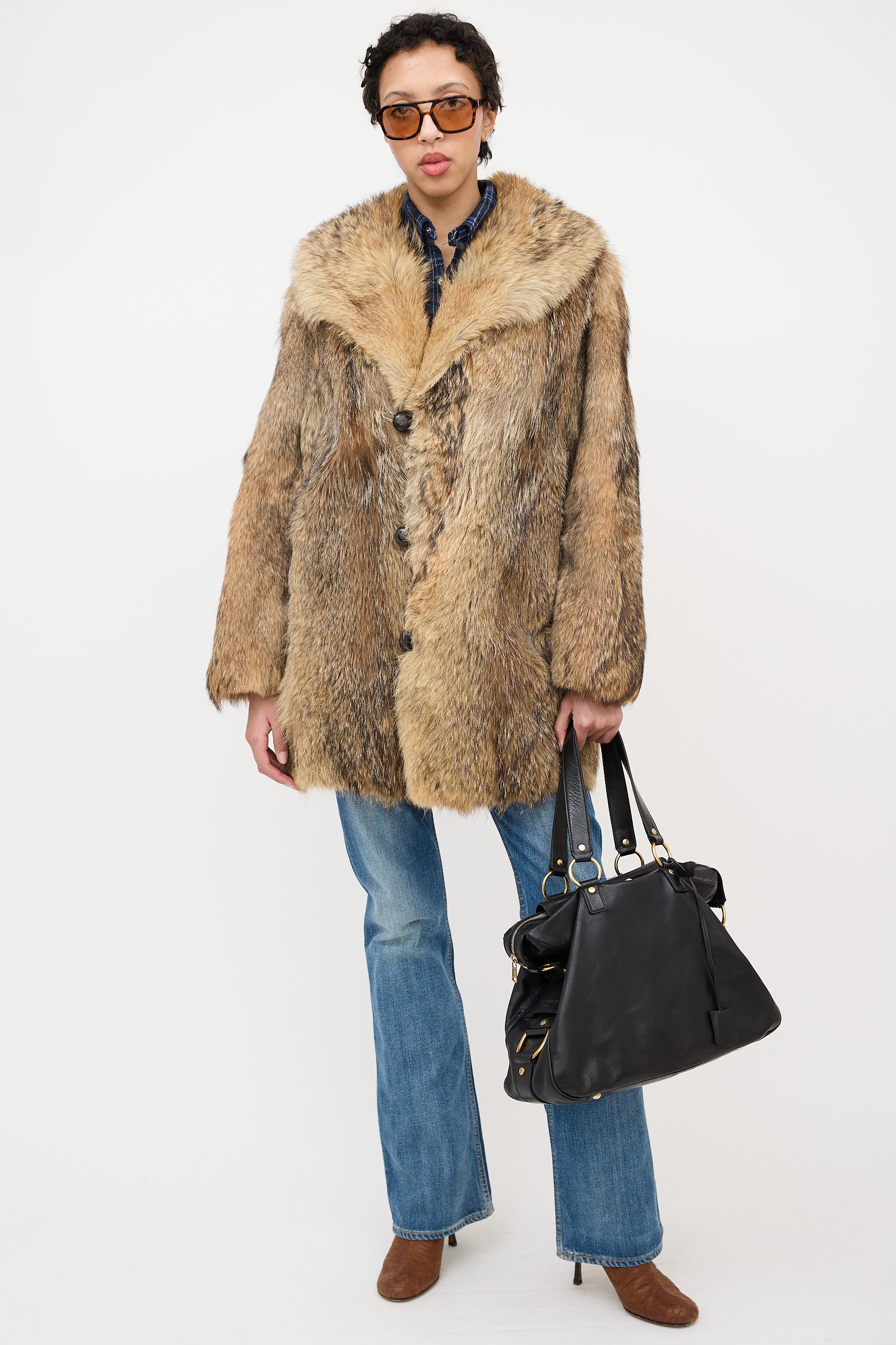 Saint Laurent Leather Two Way Muse Shoulder Bag