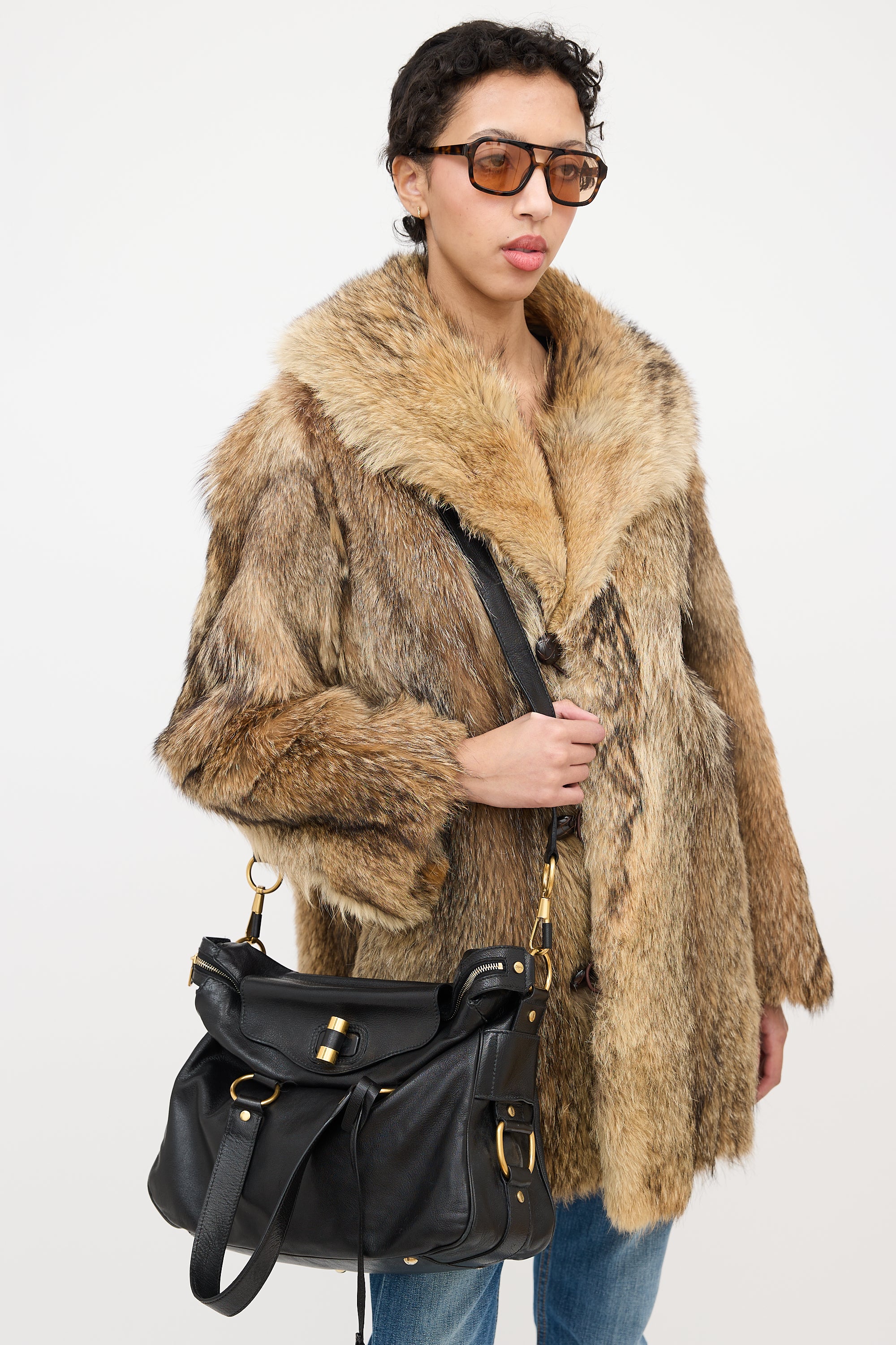 Saint Laurent Leather Two Way Muse Shoulder Bag