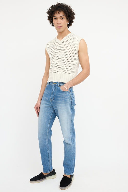 Saint Laurent Medium Wash Distressed Jeans