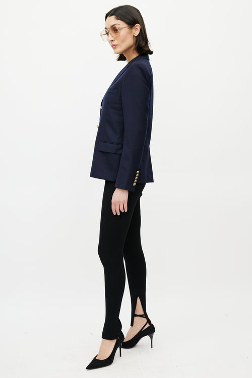 Saint Laurent Navy & Gold Wool Double Breasted Blazer