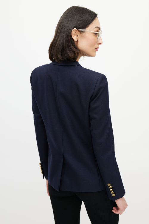 Saint Laurent Navy & Gold Wool Double Breasted Blazer