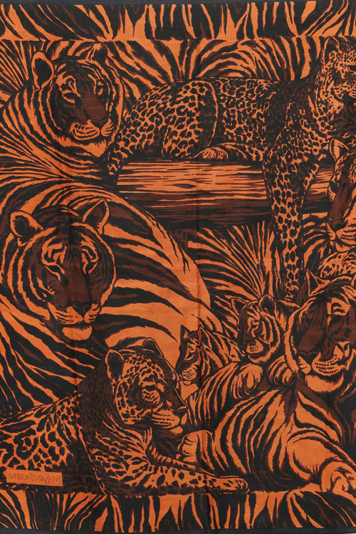Saint Laurent Orange & Black Silk Scarf