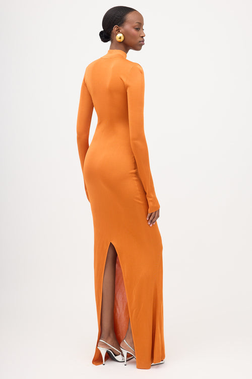 Saint Laurent Jersey Long Sleeve Maxi Dress