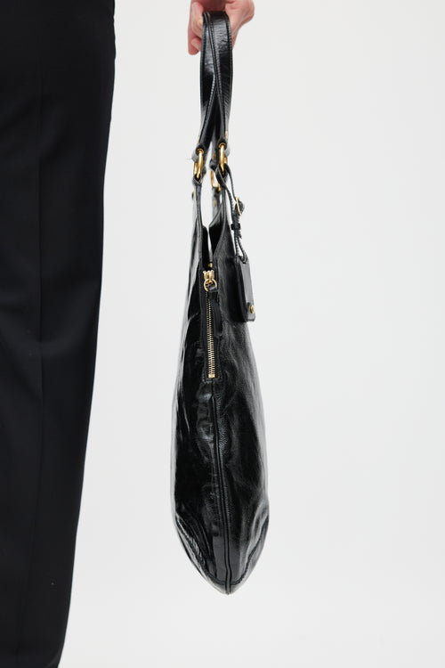 Saint Laurent Black & Gold Patent Leather Metropolis Tribute Tote