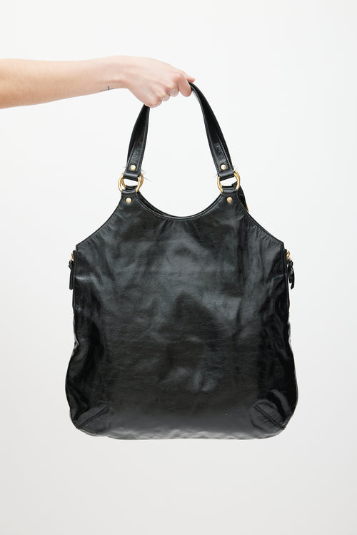 Saint Laurent Black & Gold Patent Leather Metropolis Tribute Tote