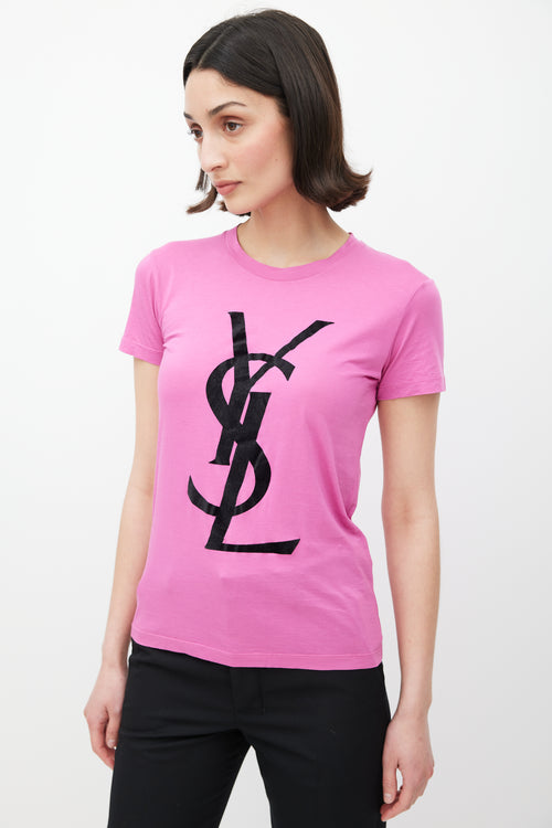 Saint Laurent Pink & Black Logo T-Shirt