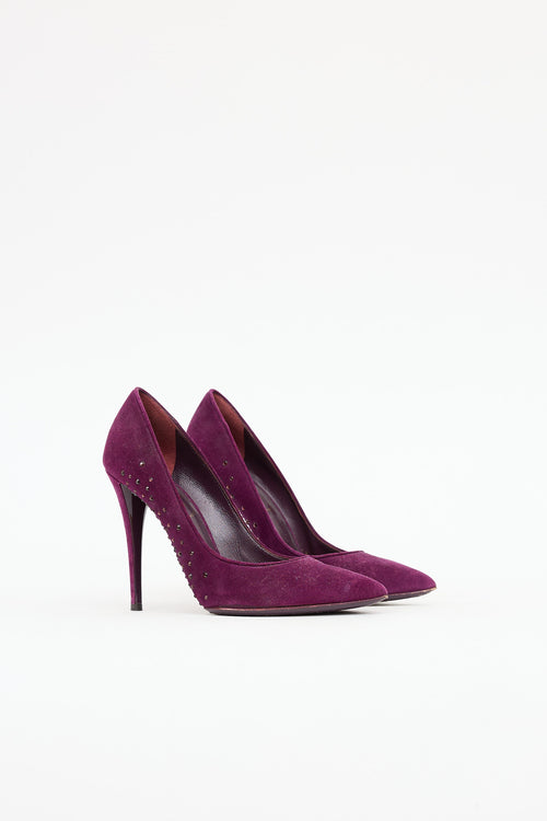 Saint Laurent Suede Rhinestone Pump