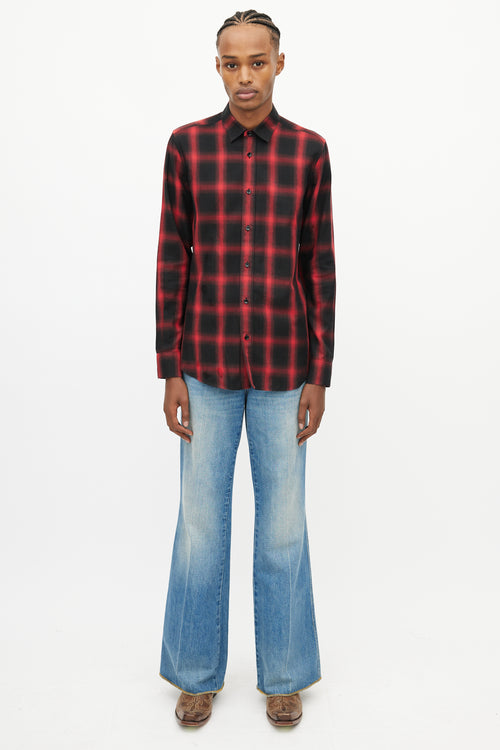 Saint Laurent Red & Black Plaid Shirt
