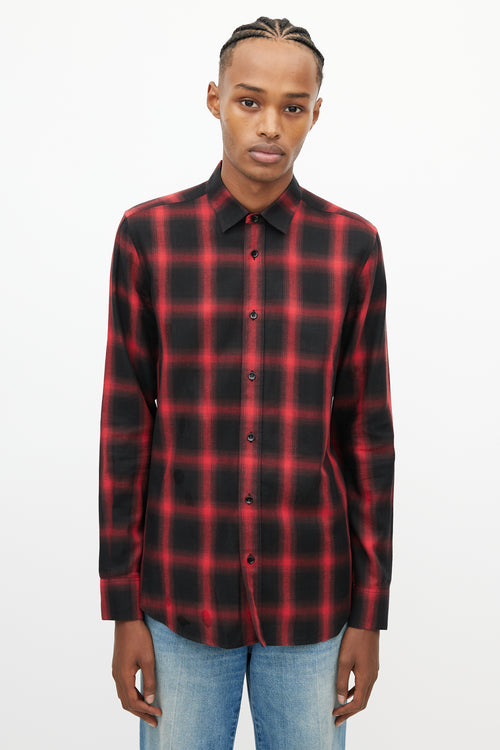 Saint Laurent Red & Black Plaid Shirt