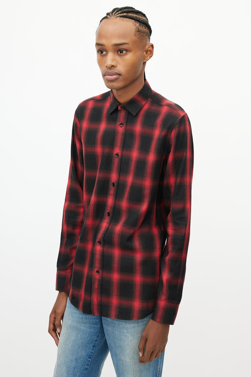 Saint Laurent Red & Black Plaid Shirt